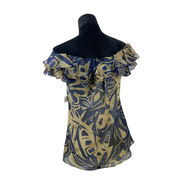 Lauren Ralph Lauren Size 6 Ruffled Off The Shoulder Chiffon Blouse NWT - Picture 4 of 10